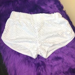 No Boundaries White Crochet Shorts